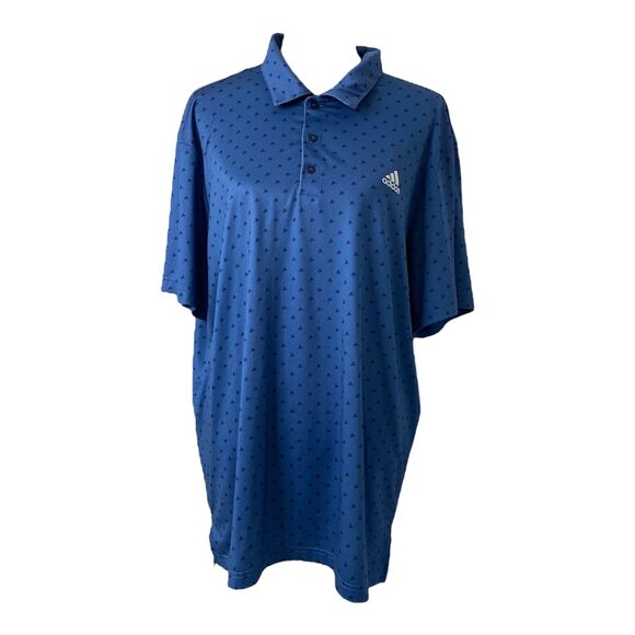 Men’s XL Polo Shirt Adidas Golf All Over Logo Print Short Sleeve Athletic - Picture 1 of 9